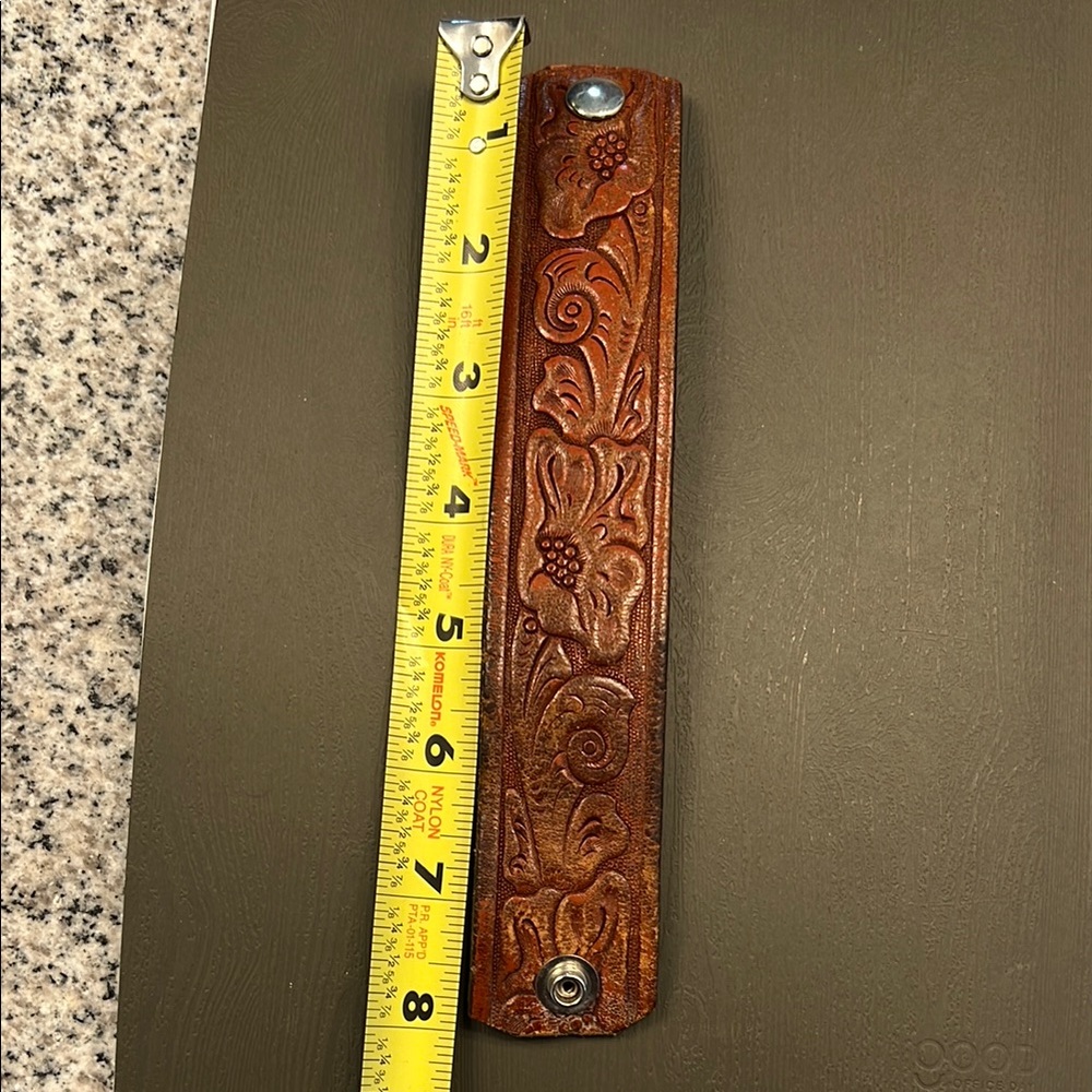 Brown Leather Embossed Handle